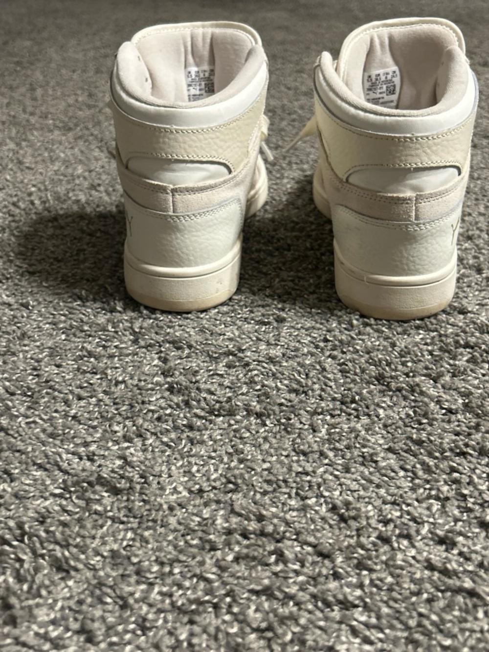Woman Cream & White High-Top Puma Sneakers with Gold Logo - Picture 3 of 8